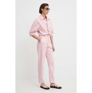 Pepe Jeans farmer kezeslábas rózsaszín, galléros