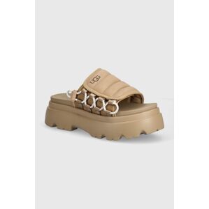 UGG papucs Callie bézs, női, platformos, 1152697