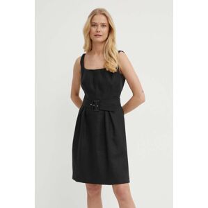 Luisa Spagnoli vászon ruha PIANI fekete, mini, harang alakú, 540750