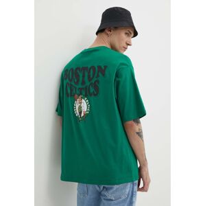 New Era pamut póló zöld, férfi, nyomott mintás, BOSTON CELTICS