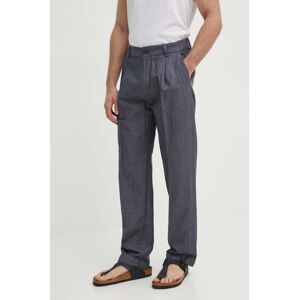 Pepe Jeans nadrág RELAXED PLEATED LINEN PANTS férfi, szürke, chino, PM211700