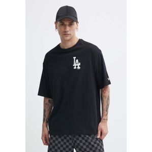 New Era pamut póló fekete, férfi, nyomott mintás, LOS ANGELES DODGERS