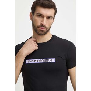 Emporio Armani Underwear pamut póló fekete, nyomott mintás, 111035 4R517