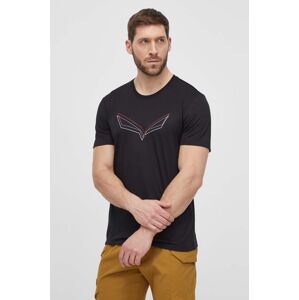 Salewa sportos póló Pure Eagle Frame Dry fekete, nyomott mintás