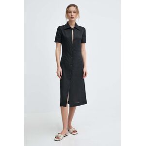 Liviana Conti vászon ruha fekete, mini, harang alakú, L4SL25