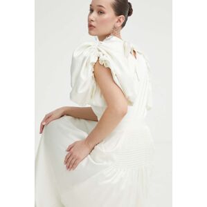 Rotate esküvői ruha Satin Puff bézs, midi, harang alakú, 112106857