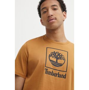 Timberland pamut póló barna, férfi, nyomott mintás, TB0A5QSPP471