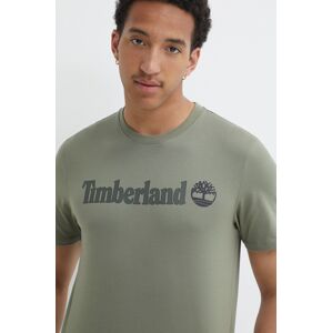 Timberland pamut póló zöld, férfi, nyomott mintás, TB0A5UPQ5901