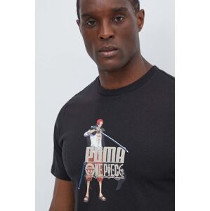 Puma pamut póló PUMA X ONE PIECE fekete, férfi, nyomott mintás, 624665