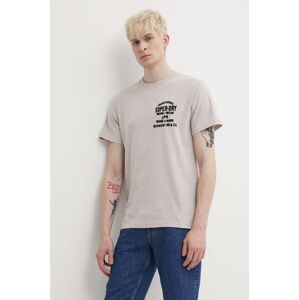 Superdry t-shirt bézs, férfi, melange