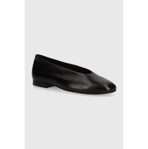 Wojas bőr balerina cipő fekete, nyitott sarokkal, 4403051