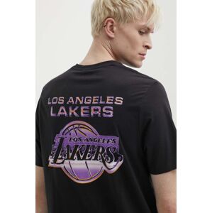 New Era pamut póló fekete, férfi, nyomott mintás, LOS ANGELES LAKERS