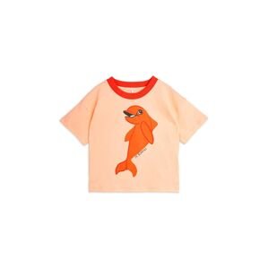 Mini Rodini gyerek pamut póló Dolphin narancssárga, nyomott mintás