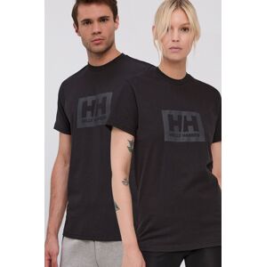 Helly Hansen pamut póló fekete, nyomott mintás
