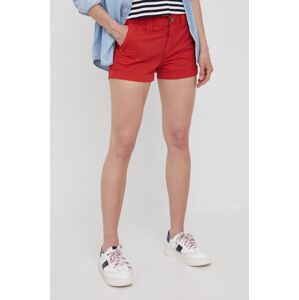 Pepe Jeans pamut rövidnadrág Balboa Short női, piros, sima, közepes derékmagasságú