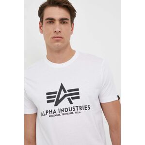 Alpha Industries pamut póló Basic T-Shirt fehér, nyomott mintás