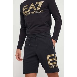 EA7 Emporio Armani pamut rövidnadrág fekete