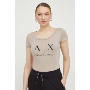 Armani Exchange pamut póló női, bézs