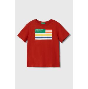 United Colors of Benetton gyerek pamut póló piros, nyomott mintás