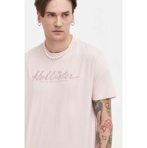 Hollister Co. pamut póló rózsaszín, férfi, nyomott mintás