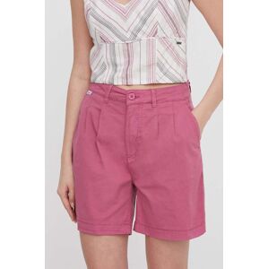 Pepe Jeans rövidnadrág női, rózsaszín, sima, magas derekú