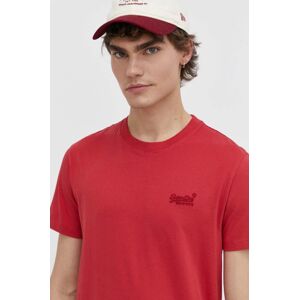 Superdry pamut póló piros, férfi, nyomott mintás