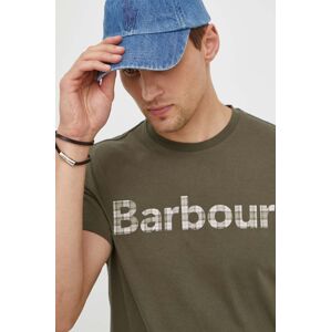 Barbour pamut póló zöld, férfi, nyomott mintás