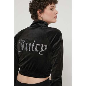 Juicy Couture velúr pulóver fekete, nyomott mintás