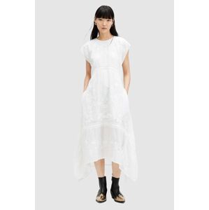 AllSaints pamut ruha GIANNA EMB DRESS fehér, maxi, harang alakú, WD588Z