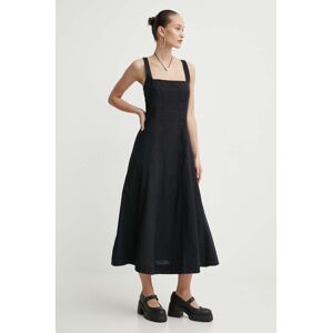 Abercrombie & Fitch vászon ruha fekete, midi, harang alakú