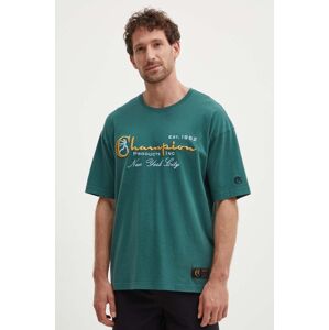 Champion pamut póló zöld, férfi, nyomott mintás, 219998
