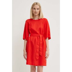 United Colors of Benetton vászon ruha piros, mini, egyenes