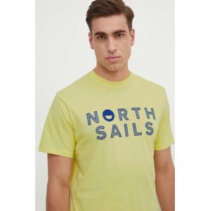 North Sails pamut póló sárga, férfi, nyomott mintás, 692973