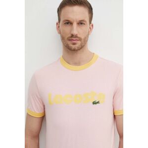 Lacoste pamut póló rózsaszín, férfi, mintás