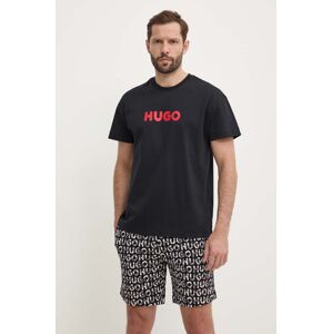 HUGO pamut pizsama fekete, mintás, 50514972
