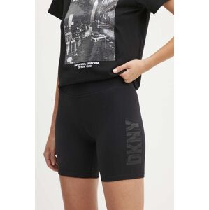 Dkny rövidnadrág női, fekete, nyomott mintás, magas derekú, DP4S5194