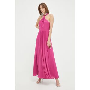 Patrizia Pepe selyem ruha rózsaszín, maxi, harang alakú