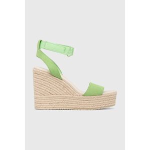 Calvin Klein Jeans velúr szandál WEDGE SANDAL SU CON zöld, női, platformos, YW0YW01026