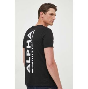 Alpha Industries pamut póló Backprint T 128507 03 fekete, nyomott mintás