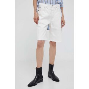 Polo Ralph Lauren pamut rövidnadrág fehér, sima, magas derekú