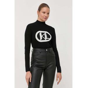 Karl Lagerfeld pulóver könnyű, női, fekete, félgarbó nyakú