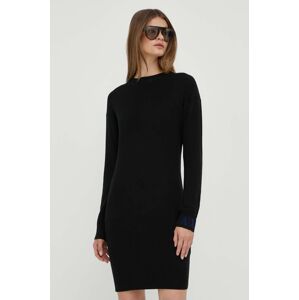 Armani Exchange gyapjú ruha fekete, midi, egyenes