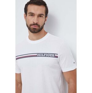 Tommy Hilfiger pamut póló fehér, férfi, nyomott mintás