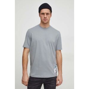Armani Exchange pamut póló szürke, férfi, nyomott mintás
