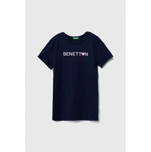 United Colors of Benetton gyerek pamut póló sötétkék