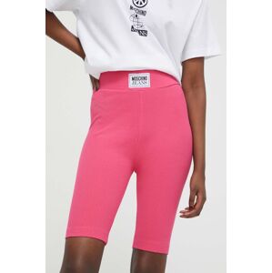 Moschino Jeans rövidnadrág női, rózsaszín, sima, magas derekú