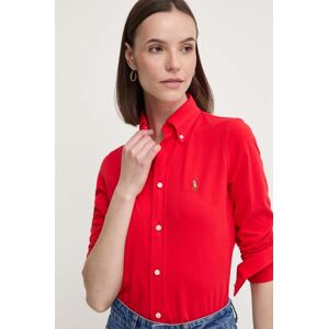Polo Ralph Lauren pamut ing női, galléros, piros, regular