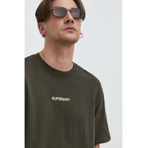 Superdry pamut póló zöld, férfi, nyomott mintás