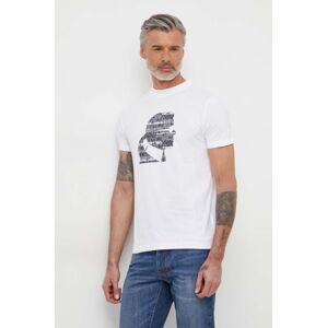 Karl Lagerfeld pamut póló bézs, férfi, nyomott mintás