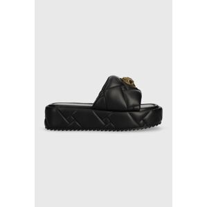 Kurt Geiger London bőr papucs Kensington Puff Flatform fekete, női, platformos, 2017800109, 2017841109